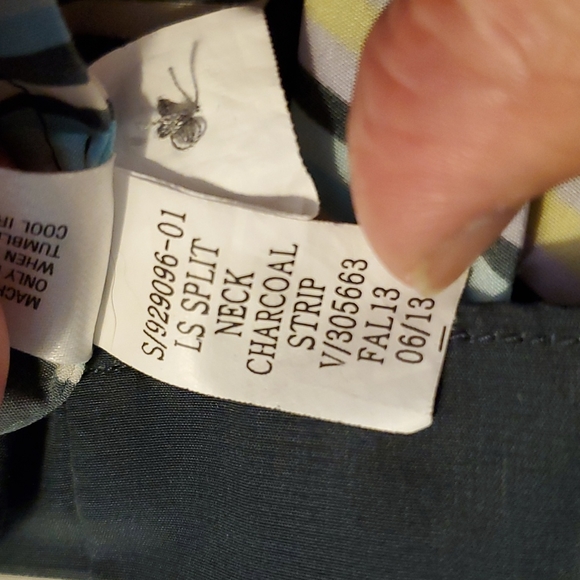 GAP Designed & Crafted Split Neck Women's Charcoal Striped Long Sleeve - Small - Picture 8 of 8